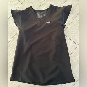 Figs scrub top XXS black flutter sleeve